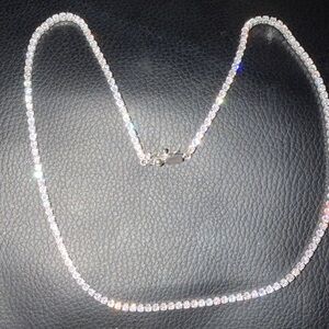 18 inch Elegant Silver Necklace with moissanite stones
